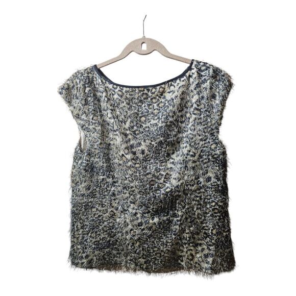 ANN TAYLOR Animal Print Feather Top - Size 12P - Picture 3 of 10